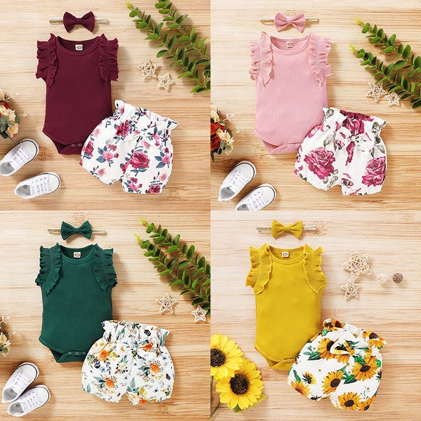 kids clothes girls floral outfits infant ruffled sleeve romper + floral shorts + headbands 3pcs/set summer baby clothing sets m2235, White
kids clothes girls floral outfits infant ruffled sleeve romper + floral shorts + headbands 3pcs/set summer baby clothing sets m2235, White