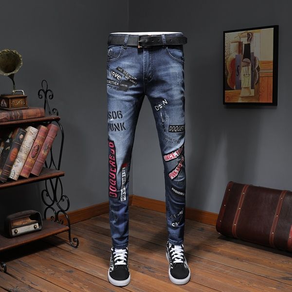 fashion doodle printed quality jeans men streetwear blue jean slim fit pencil pants
fashion doodle printed quality jeans men streetwear blue jean slim fit pencil pants