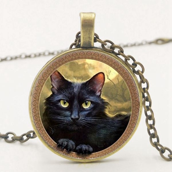 statement jewelry cute sweater chain steampunk long chain glass pendant necklace moon black cat and fairytale pattern round gift, Silver
statement jewelry cute sweater chain steampunk long chain glass pendant necklace moon black cat and fairytale pattern round gift, Silver