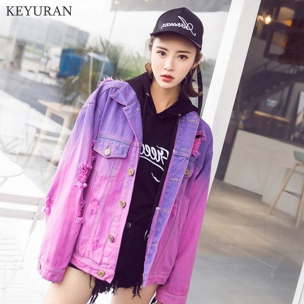 harajuku street style ombre wash loose oversized frayed denim jacket for women faded purple jeans jacket grunge veste femme, Black;brown
harajuku street style ombre wash loose oversized frayed denim jacket for women faded purple jeans jacket grunge veste femme, Black;brown