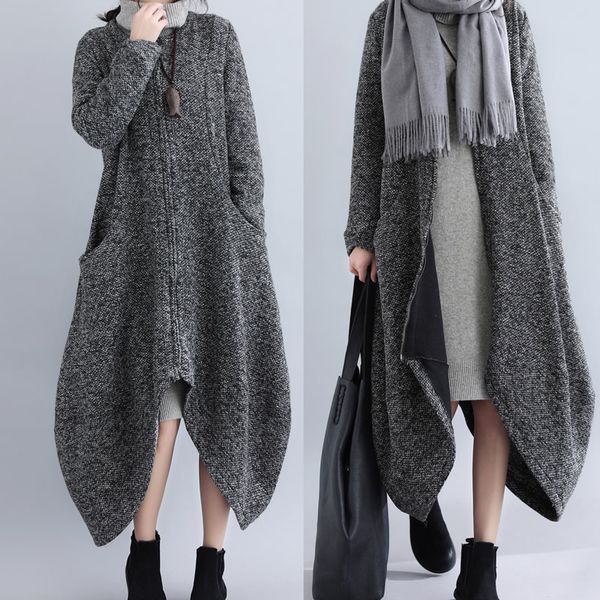 women jackets plus size long sleeve coat autumn winter female clothes causal loose irregular hem ladies outerwear 2019, Black
women jackets plus size long sleeve coat autumn winter female clothes causal loose irregular hem ladies outerwear 2019, Black