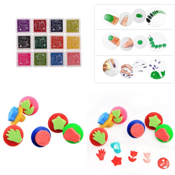 12 colors kids finger painting inkpad art craft stamp pad and 6 styles sponge shape painting stamps for early educations
12 colors kids finger painting inkpad art craft stamp pad and 6 styles sponge shape painting stamps for early educations