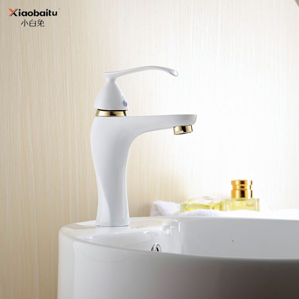 

2019 white bathroom basin faucets cold and water tap vanity vessel sinks mixer tap simple american faucets pq-02