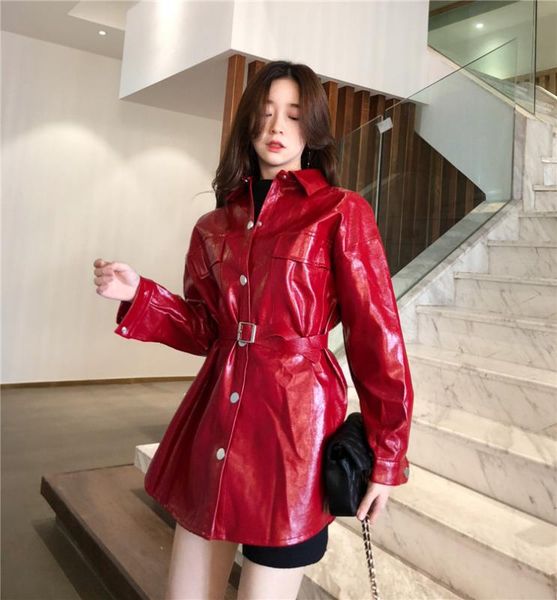 faux leather coats women fashion slim pu jackets women elegant tie belt waist buttons coats female ladies, Black
faux leather coats women fashion slim pu jackets women elegant tie belt waist buttons coats female ladies, Black