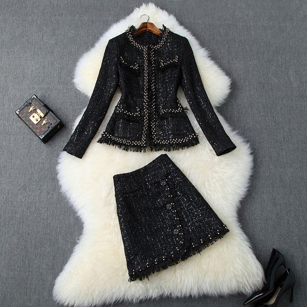 2019 осень осень с длинным рукавом экипаж шеи pure color tweed щитовые top куртка + кисточкой бусины мини короткая юбка из двух частей 2 шт, White
2019 осень осень с длинным рукавом экипаж шеи pure color tweed щитовые top куртка + кисточкой бусины мини короткая юбка из двух частей 2 шт, White