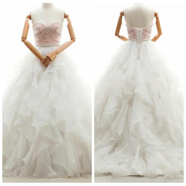 delicate organza sweetheart neckline wedding dresses ruffles skirt swan beaded wedding dresses abiti da sposa bridal dresses, White
delicate organza sweetheart neckline wedding dresses ruffles skirt swan beaded wedding dresses abiti da sposa bridal dresses, White