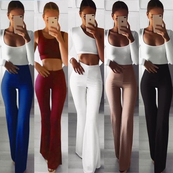 new women solid wide leg pants high waist full length flare pants & capris workwear elastic bell trousers pantalon femme baby168, Black;white
new women solid wide leg pants high waist full length flare pants & capris workwear elastic bell trousers pantalon femme baby168, Black;white