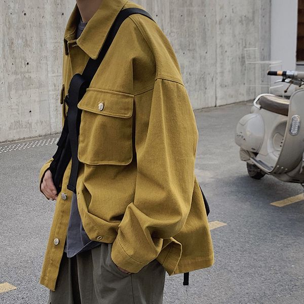 men's jacket 2019 autumn and winter new japanese solid color loose jacket tooling youth fashion trend men's clothing, Black;brown
men's jacket 2019 autumn and winter new japanese solid color loose jacket tooling youth fashion trend men's clothing, Black;brown