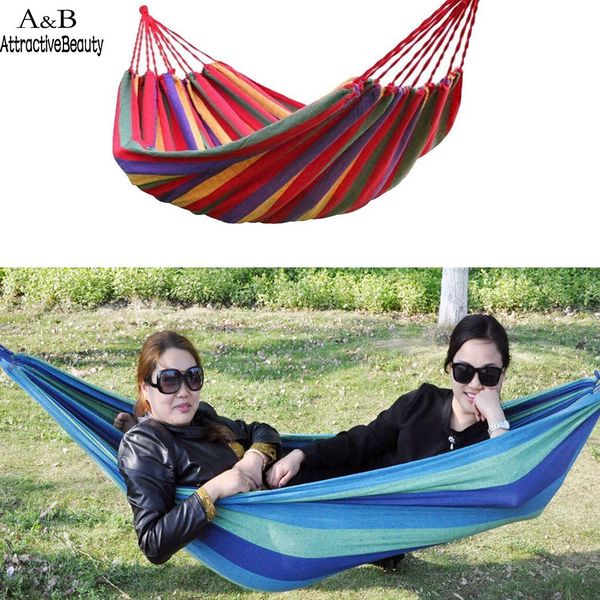 portable outdoor camping canvas hammock travel swing striped garden hanging bed red, blue
portable outdoor camping canvas hammock travel swing striped garden hanging bed red, blue