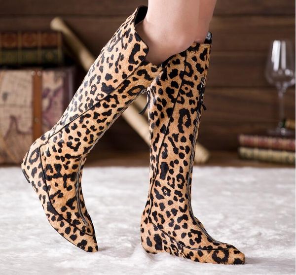 leopard printing zipper woman long boots height increasing 4cm heels casual boots woman pointed toe knee high, Black
leopard printing zipper woman long boots height increasing 4cm heels casual boots woman pointed toe knee high, Black