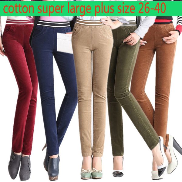 new autumn winter high waist elastic corduroy casual women super large full length skinny pencil pants plus size 40, Black;white
new autumn winter high waist elastic corduroy casual women super large full length skinny pencil pants plus size 40, Black;white