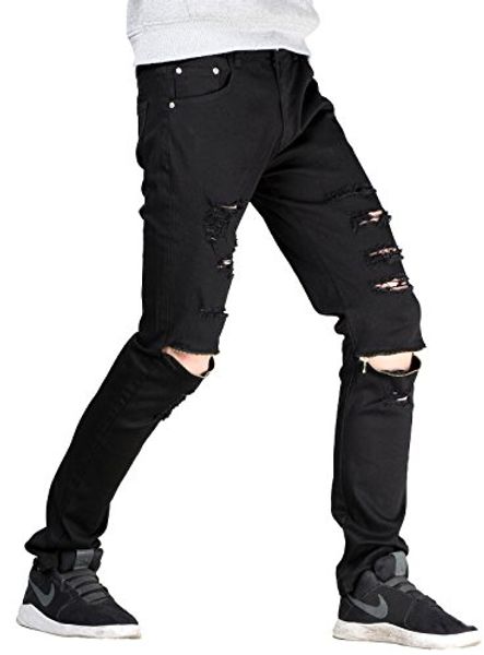 lavnis men's slim fit destroyed jeans pencil pants slim zipper jeans with holes, Blue
lavnis men's slim fit destroyed jeans pencil pants slim zipper jeans with holes, Blue