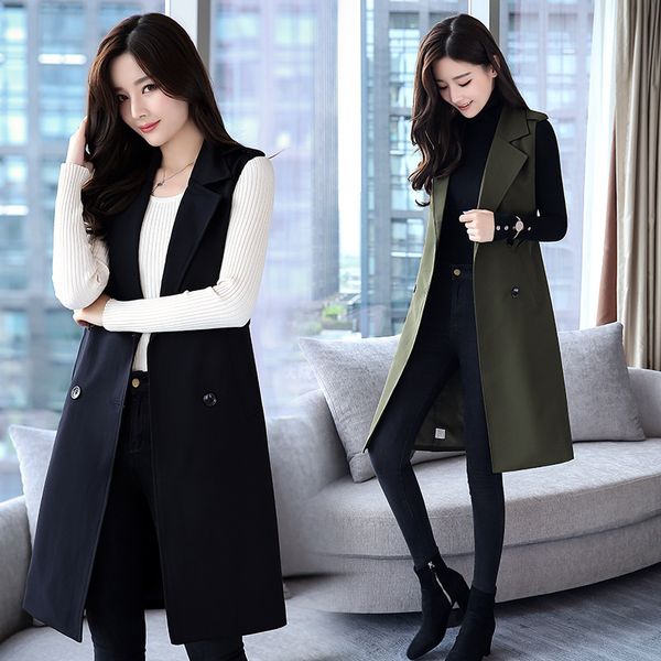 women clothes solid color mid-length sleeveless autumn commuter trench coat korean wild sweet and elegant women suit, Tan;black
women clothes solid color mid-length sleeveless autumn commuter trench coat korean wild sweet and elegant women suit, Tan;black