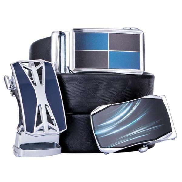 black leather belt for men automatic sliding buckle blue stripe buckle waist strap changable belt gift set for male barry.wang, Black;brown
black leather belt for men automatic sliding buckle blue stripe buckle waist strap changable belt gift set for male barry.wang, Black;brown