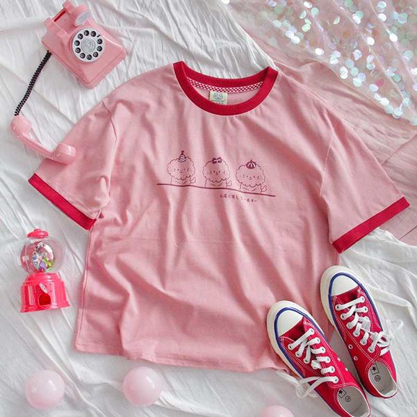 women cute sheep print t-shirt short sleeve summer loose girls student japanese harajuku cotton soft sister sweet pullover, White
women cute sheep print t-shirt short sleeve summer loose girls student japanese harajuku cotton soft sister sweet pullover, White