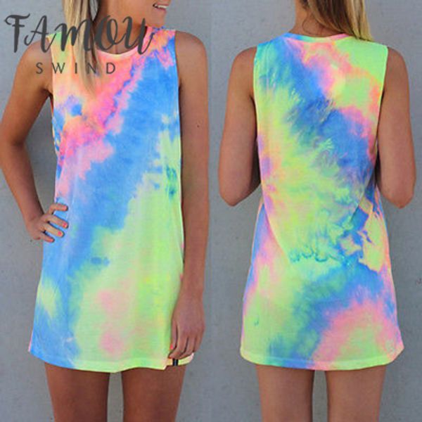 new summer women sleeveless party rainbow dress mini dress tie dye beach dress, Black;gray
new summer women sleeveless party rainbow dress mini dress tie dye beach dress, Black;gray