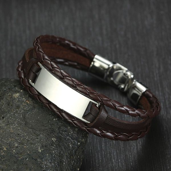 personalized double leather link brown braided bracelet stainless steel id tags to my son inspiration husbands gifts, Golden;silver
personalized double leather link brown braided bracelet stainless steel id tags to my son inspiration husbands gifts, Golden;silver