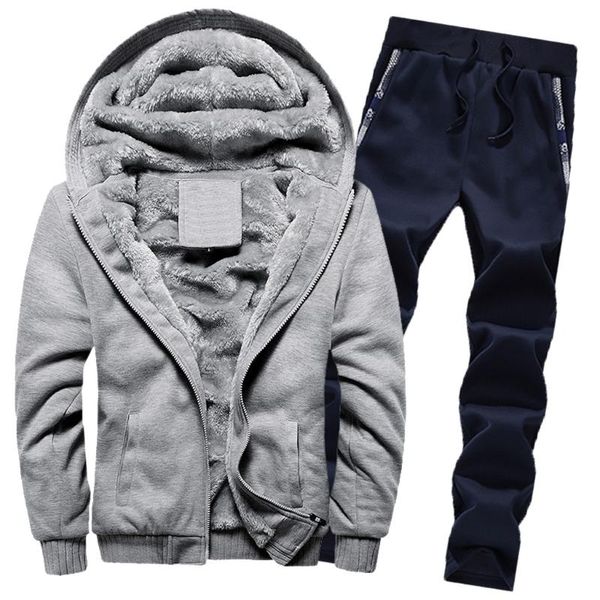 men's tracksuits mens hoodies winter warm thick fleece zipper sweater hooded jacket outwear coat pants male sets, Gray
men's tracksuits mens hoodies winter warm thick fleece zipper sweater hooded jacket outwear coat pants male sets, Gray