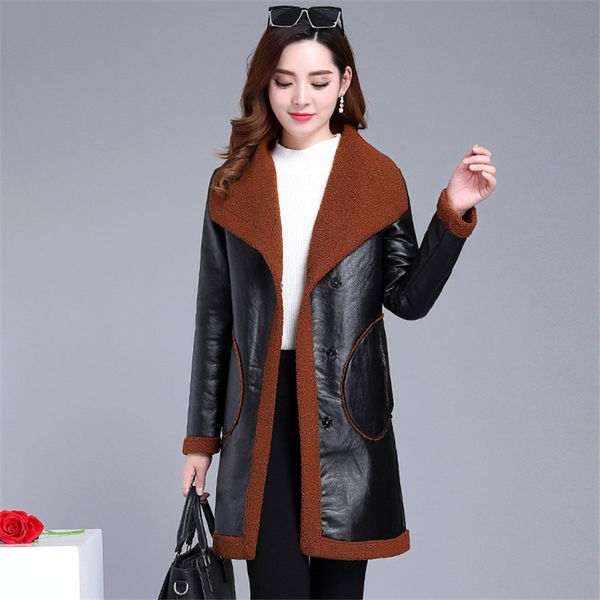 pu leather women coat large size black plus velvet thicken warm jacket 2019 winter new fashion lapel fur one women outwear no735
pu leather women coat large size black plus velvet thicken warm jacket 2019 winter new fashion lapel fur one women outwear no735