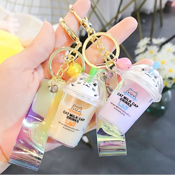 cartoon cute cat car keychain creative milk cup liquid crystal quicksand sequin key ring bag pendant for women bag key chain, Silver
cartoon cute cat car keychain creative milk cup liquid crystal quicksand sequin key ring bag pendant for women bag key chain, Silver