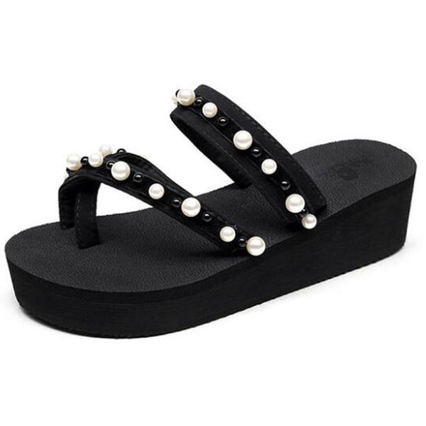 women summer beach party dress shoes fulgurant pearl sandals thin belt roman flat women flip flops non-slip casual slippers sh42, Black
women summer beach party dress shoes fulgurant pearl sandals thin belt roman flat women flip flops non-slip casual slippers sh42, Black