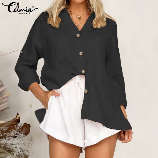 2019 celmia elegant women blouse fashion casual long sleeve blusas v-neck work loose buttons office lady shirt plus size, White
2019 celmia elegant women blouse fashion casual long sleeve blusas v-neck work loose buttons office lady shirt plus size, White