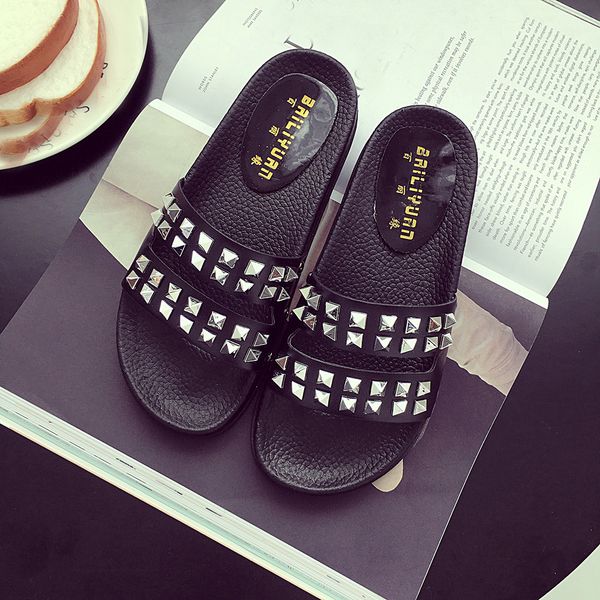 2019 women's slippers rivet summer beach casual shoes wimen slides hollow out slipper flat heel soft floor shoes mujer slides, Black
2019 women's slippers rivet summer beach casual shoes wimen slides hollow out slipper flat heel soft floor shoes mujer slides, Black
