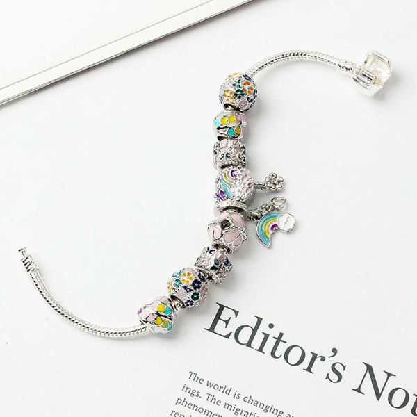 wholesale-925 silver rainbow bracelet sky flower charm beads snake chain charms bracelets birthday gift diy jewelry, Golden;silver
wholesale-925 silver rainbow bracelet sky flower charm beads snake chain charms bracelets birthday gift diy jewelry, Golden;silver