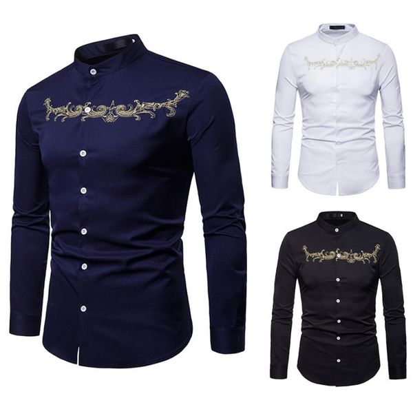 men shirt court style chest embroidered henry collar cardigan plus size long sleeve shirt business stylish men shirt a19, White;black
men shirt court style chest embroidered henry collar cardigan plus size long sleeve shirt business stylish men shirt a19, White;black