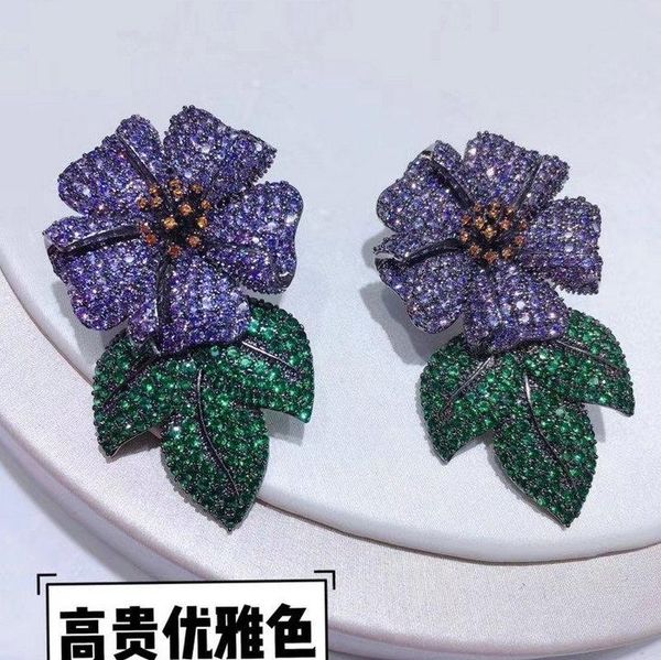 bilincolor fashion cz green leaf and purple flower drop earring for women, Silver
bilincolor fashion cz green leaf and purple flower drop earring for women, Silver