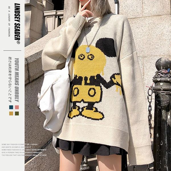 women mens cartoon knitted pullover jumper sweaters streetwear hip hop casual long sleeve turtleneck knitwear sweater men, White;black
women mens cartoon knitted pullover jumper sweaters streetwear hip hop casual long sleeve turtleneck knitwear sweater men, White;black