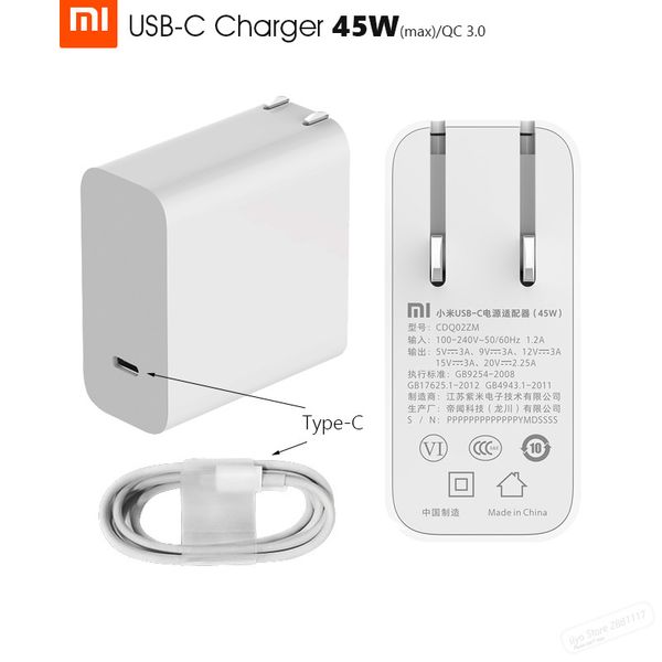 original xiaomi mi usb-c 45w(max) charger smart output type-c port usb pd 2.0 qc 3.0 quick charge gift c2c cable
original xiaomi mi usb-c 45w(max) charger smart output type-c port usb pd 2.0 qc 3.0 quick charge gift c2c cable