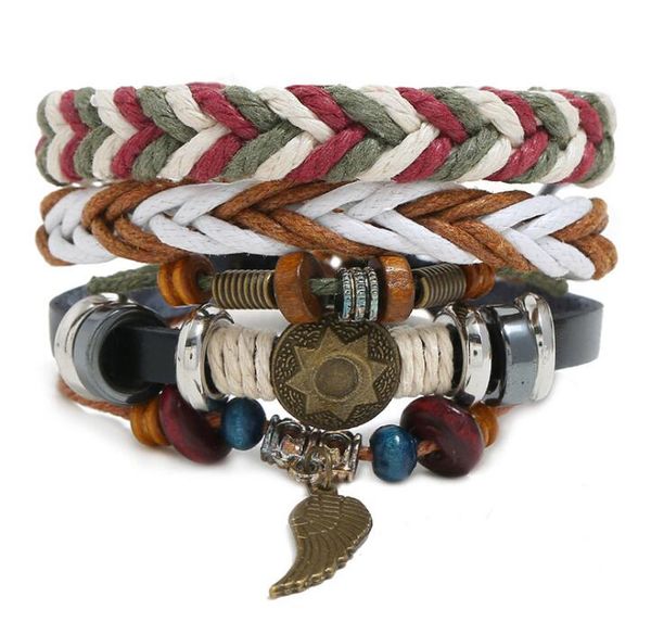 100% genuine leather bracelet diy retro wing pendant wax rope beading men's combination suit bracelet size can be adjusted 3styles/1set, Black
100% genuine leather bracelet diy retro wing pendant wax rope beading men's combination suit bracelet size can be adjusted 3styles/1set, Black
