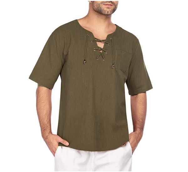 men's casual shirts drawstring linen shirt men 2021 short sleeve mens chemise homme solid color breathable thin male with pocket, White;black
men's casual shirts drawstring linen shirt men 2021 short sleeve mens chemise homme solid color breathable thin male with pocket, White;black
