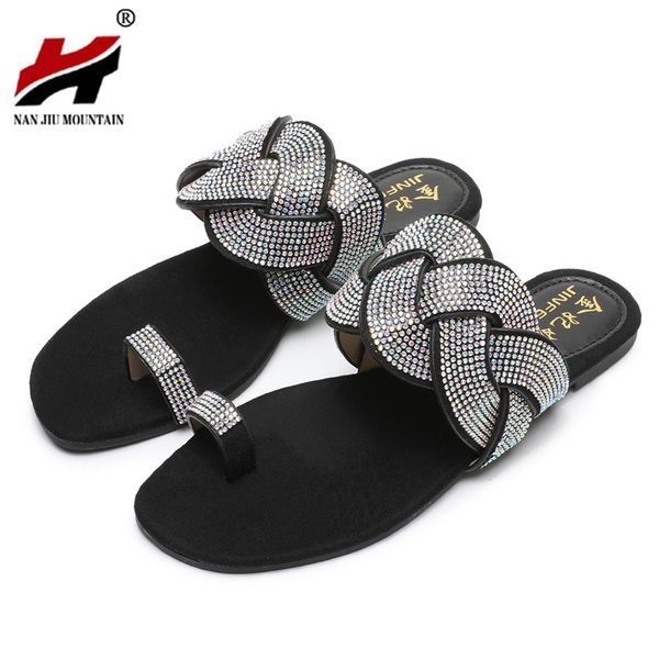 nan jiu mountain 2020 summer women's flat slippers roman rhinestone sandals toe beach shoes plus size, Black
nan jiu mountain 2020 summer women's flat slippers roman rhinestone sandals toe beach shoes plus size, Black