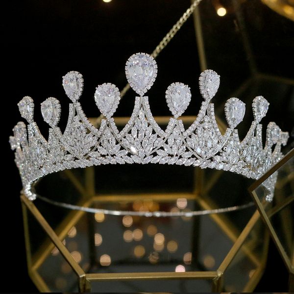 cubic zirconia tiara droplets wedding headdress bridal crown woman girl graduation hair accessories, Golden;white
cubic zirconia tiara droplets wedding headdress bridal crown woman girl graduation hair accessories, Golden;white