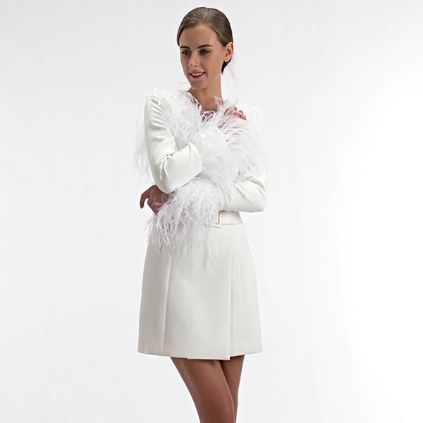 black woman autumn winter ostrich feather jacket long sleeve mini legnth lady white fall coat women blazer, Tan;black
black woman autumn winter ostrich feather jacket long sleeve mini legnth lady white fall coat women blazer, Tan;black