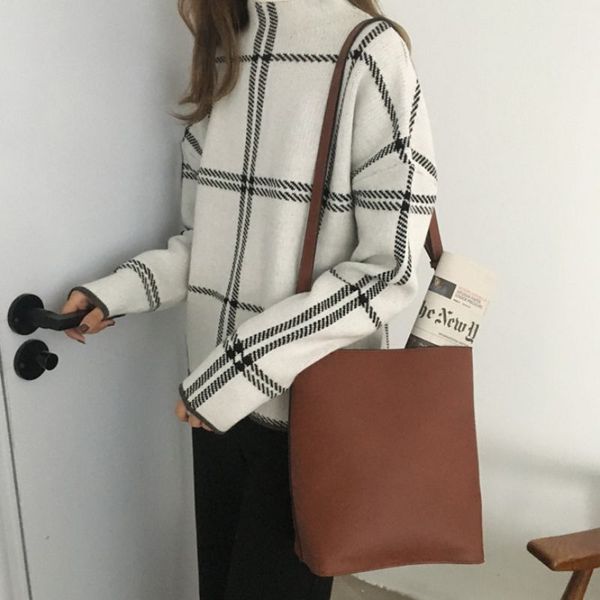 femme fashion bottom knitted sweater women plaid print slim sweaters autumn winter turtleneck long sleeve pullover, White;black 
femme fashion bottom knitted sweater women plaid print slim sweaters autumn winter turtleneck long sleeve pullover, White;black