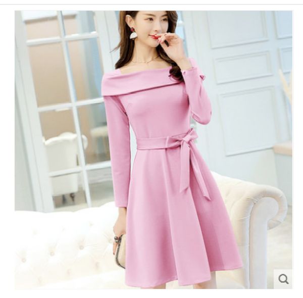 pink splicing render dress, Black;gray