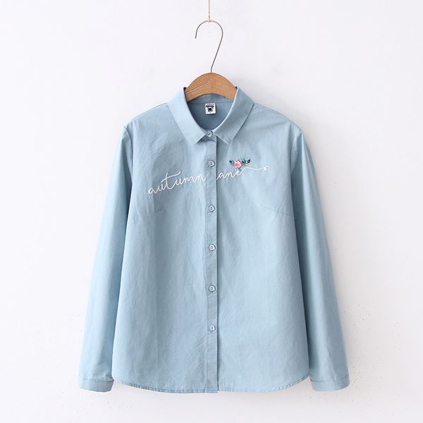 2020 white 100% cotton women school shirt letter floral embroidery blue ladies blouses long sleeve female office shirt
2020 white 100% cotton women school shirt letter floral embroidery blue ladies blouses long sleeve female office shirt
