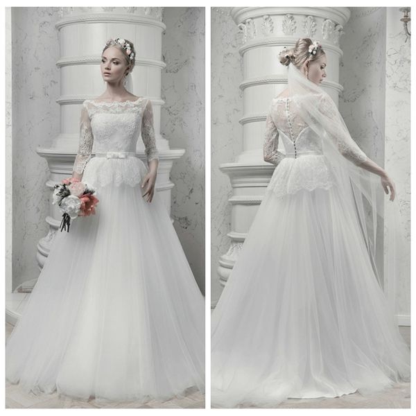 quarter sleeves lace a-line wedding dresses tulle skirt 2019 modest bridal gowns formal modest vestidos de marriage custom princess garden, White
quarter sleeves lace a-line wedding dresses tulle skirt 2019 modest bridal gowns formal modest vestidos de marriage custom princess garden, White