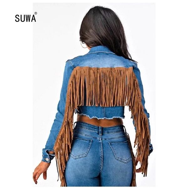 2020 spring autumn fashion trend short denim coat single-breasted tassel long sleeve cool women's slim jacket, White;black
2020 spring autumn fashion trend short denim coat single-breasted tassel long sleeve cool women's slim jacket, White;black