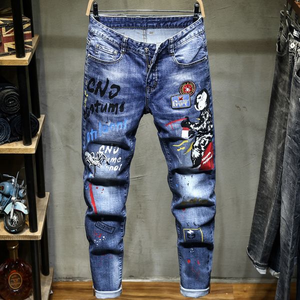 ah02199 fashion men's jeans 2020 runway luxury european design party style men's clothing, Blue
ah02199 fashion men's jeans 2020 runway luxury european design party style men's clothing, Blue