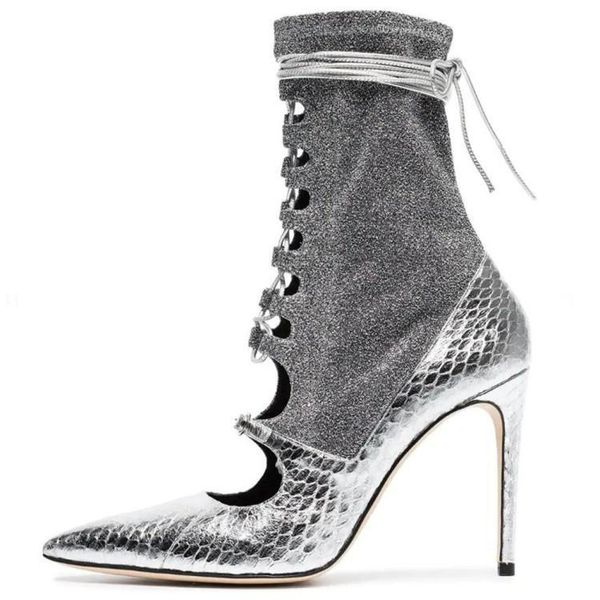 fashion silver short boots women pointed toe high heel boots cross straps stiletto heels shoes spring party shoes shi, Black
fashion silver short boots women pointed toe high heel boots cross straps stiletto heels shoes spring party shoes shi, Black