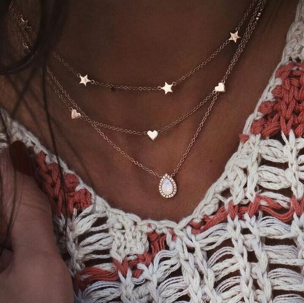 bohemia boho vintage multiple layers star water drop heart crystal necklace gold color for women, Silver
bohemia boho vintage multiple layers star water drop heart crystal necklace gold color for women, Silver