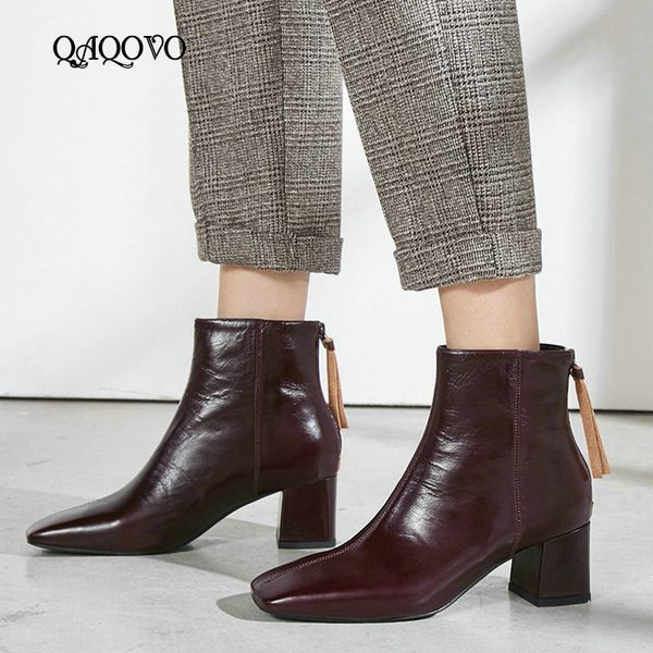 fashion zipper boots women genuine leather ankle boots comfort square heel shoes women fall winter black wine red brown
fashion zipper boots women genuine leather ankle boots comfort square heel shoes women fall winter black wine red brown