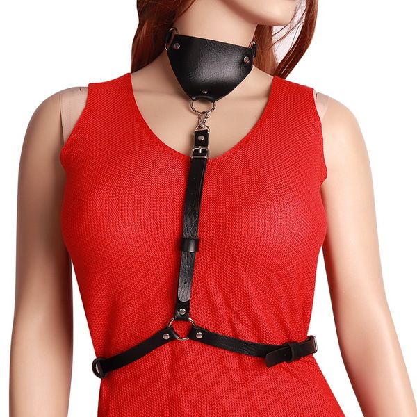 black leather body harness cage bra lingerie belt fetish punk goth neck bondage adjust plus size hollow out for women, Black;white
black leather body harness cage bra lingerie belt fetish punk goth neck bondage adjust plus size hollow out for women, Black;white
