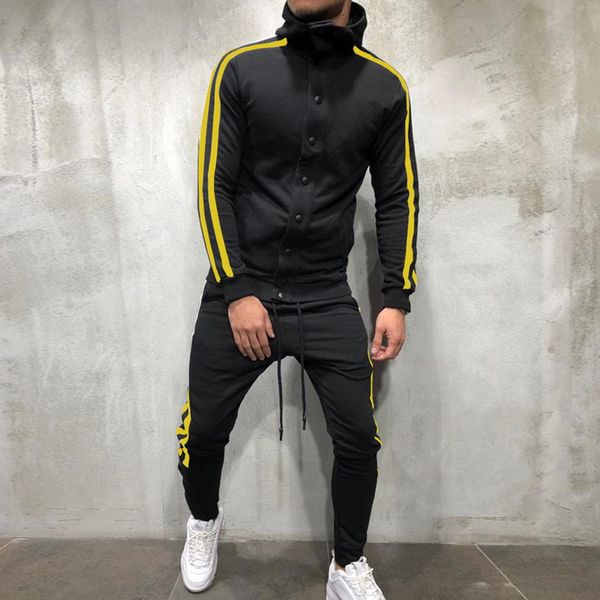 monerffi 2019 thin 2pc sportwear men fashion striped button tracksuit sets casual turtleneck hooded jackets & pants joggers sets, Gray
monerffi 2019 thin 2pc sportwear men fashion striped button tracksuit sets casual turtleneck hooded jackets & pants joggers sets, Gray