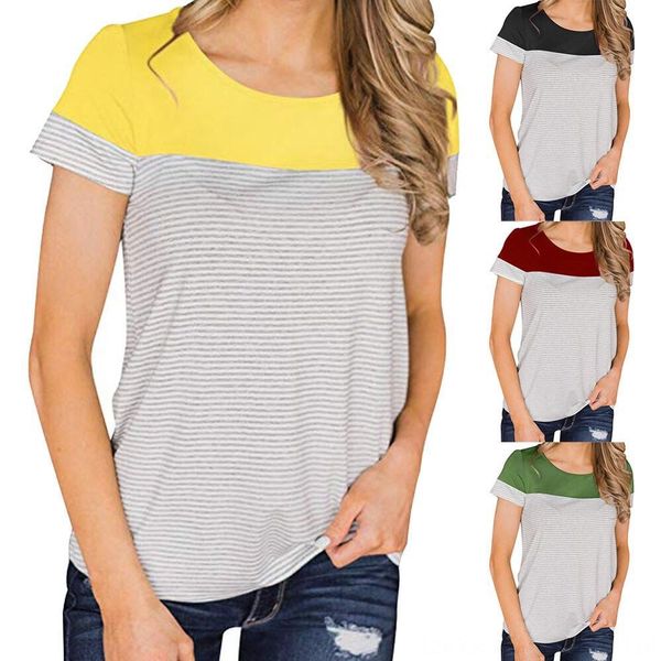 2020 women's t-shirt coat round collar striped stitched short sleeve 2020 women's t-shirt coat round collar striped stitched short, White
2020 women's t-shirt coat round collar striped stitched short sleeve 2020 women's t-shirt coat round collar striped stitched short, White
