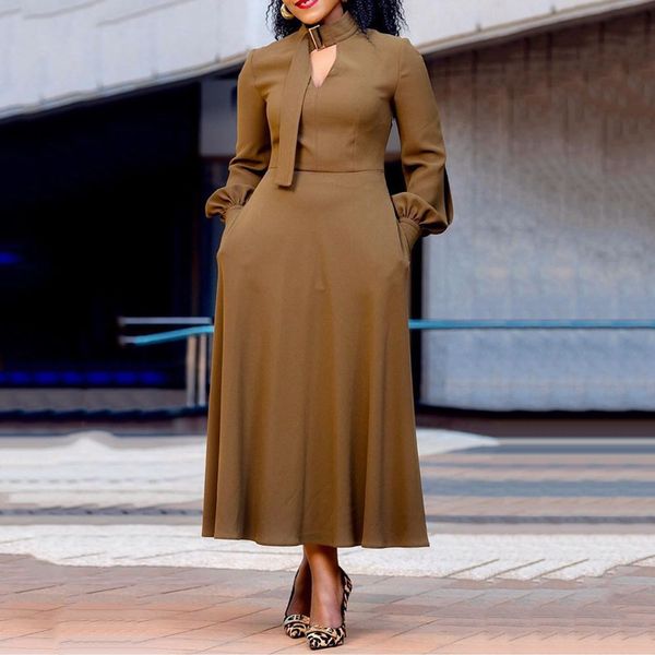 a line vintage dress women african office ladies lantern long sleeve pure midi dresses elegant robe 2019 autumn vestido female, Black;gray
a line vintage dress women african office ladies lantern long sleeve pure midi dresses elegant robe 2019 autumn vestido female, Black;gray
